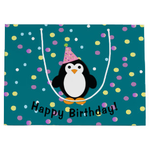 Happy Birthday Party Penguin Large Gift Bag