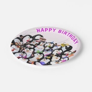Happy Birthday Party Penguin Paper Plates