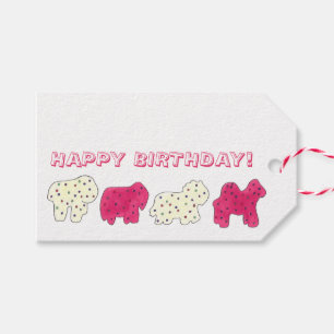 Happy Birthday Party Pink Circus Animal Crackers Gift Tags