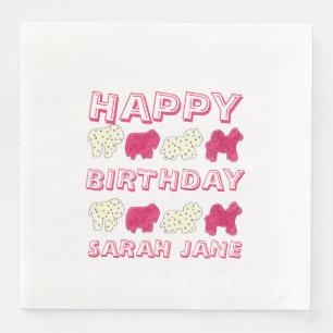 Happy Birthday Party Pink Circus Animal Crackers Napkin