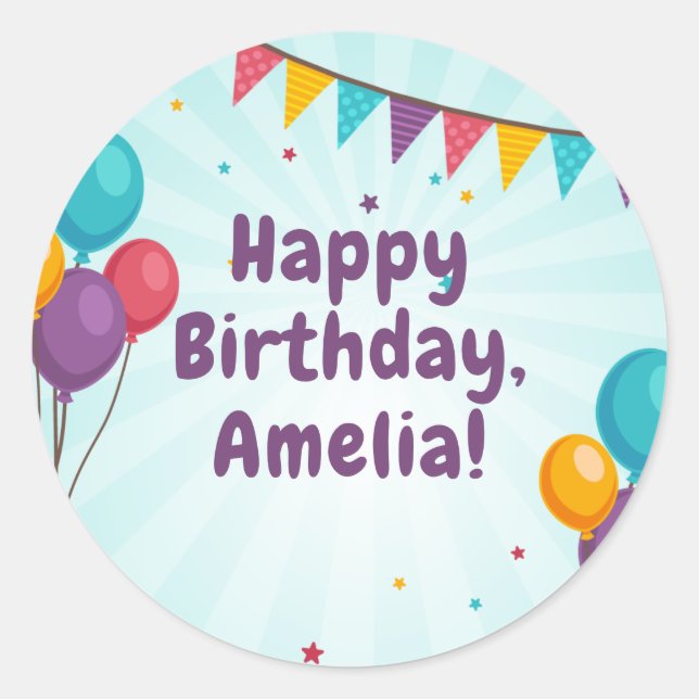 Happy Birthday Party Sticker (Front)