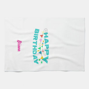 Happy birthday party tea towel
