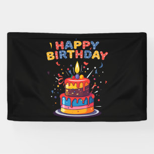 Happy Birthday Party Theme Supplies 2.5x4 Vinyl Banner