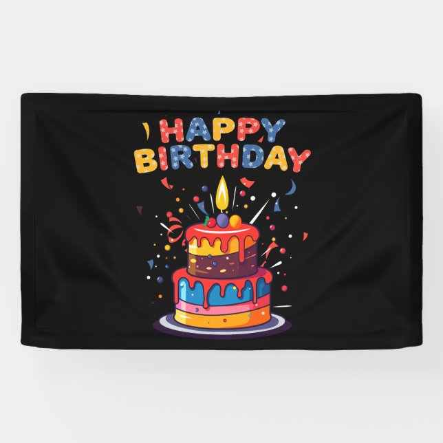 Happy Birthday Party Theme Supplies 2.5x4 Vinyl Banner (Horizontal)