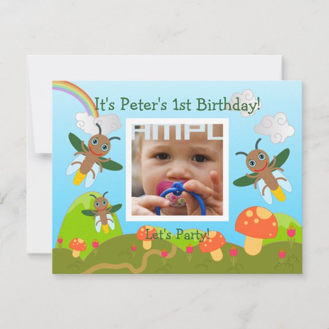 Happy Birthday Party with firefly Invitation (Front)