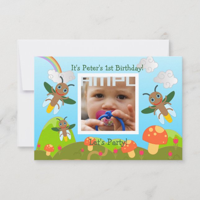 Happy Birthday Party with firefly Invitation (Front)