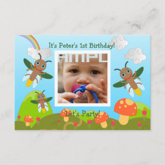Happy Birthday Party with firefly Invitation