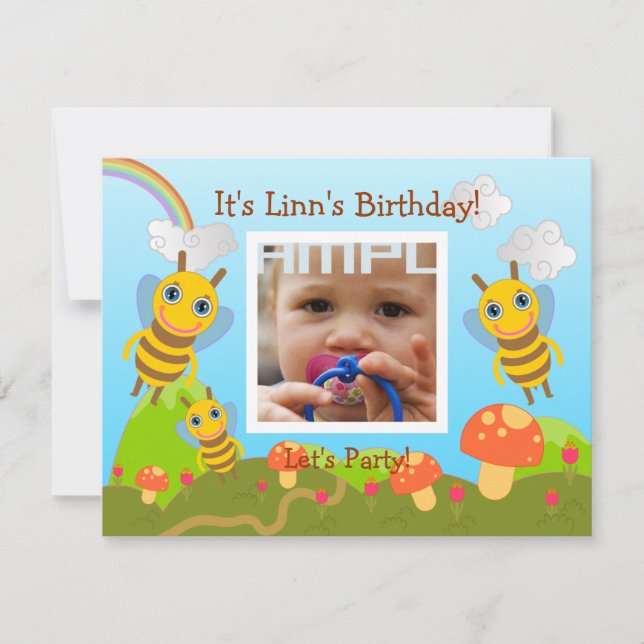Happy Birthday Party with friendly bees Invitation (Front)