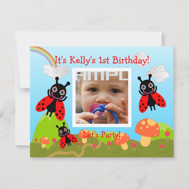 Happy Birthday Party with ladybug Invitation (Front)