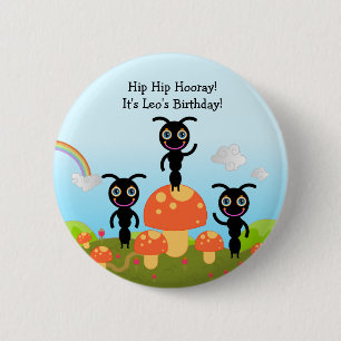 Happy Birthday Party with the ants 6 Cm Round Badge