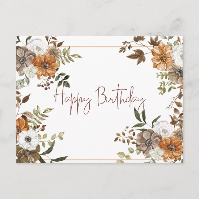 Happy Birthday Pastel Floral Botanical Arrangement Postcard (Front)