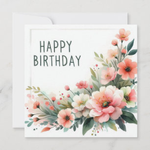 happy birthday pastel flowers card