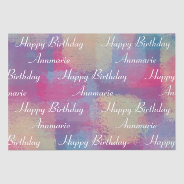 Happy Birthday Pastel Patchwork Tissue Paper (Front)