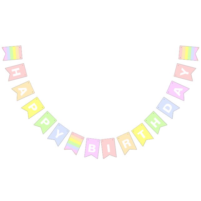 Happy Birthday Pastel Rainbow BUNTING FLAGS (All)