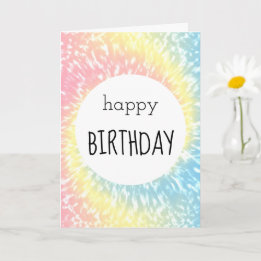 Happy Birthday Pastel Tie Dye Hippie Swirl Card