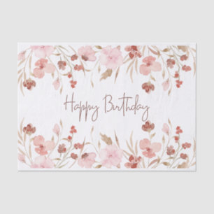 Happy Birthday Pastel Watercolor Flowers  Tissue Paper