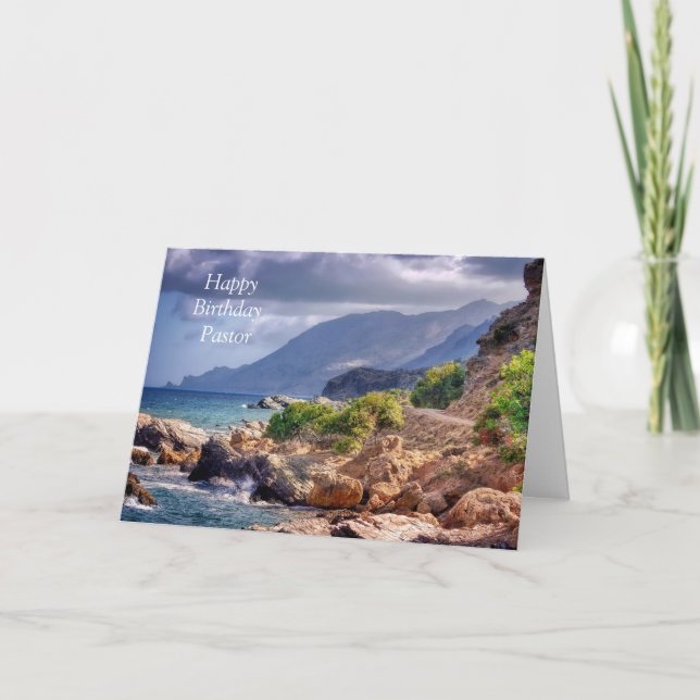 Happy Birthday Pastor Folded Greeting Card (Front)