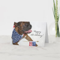 Happy Birthday Patriotic Boxer Dog greeting card