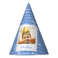 Happy Birthday Pattern Blue Party Kids Photo Cute