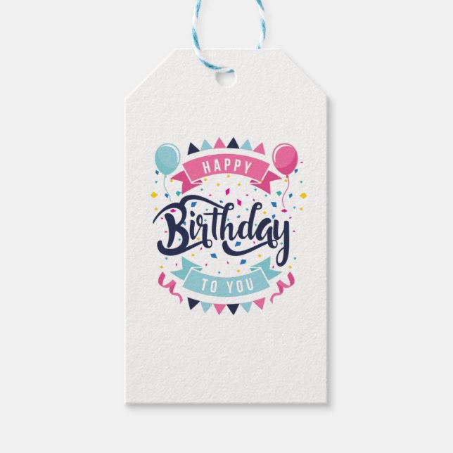 Happy Birthday Pattern Gift Tags (Front)