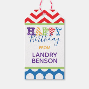 Happy Birthday Pattern Personalised Gift Tags