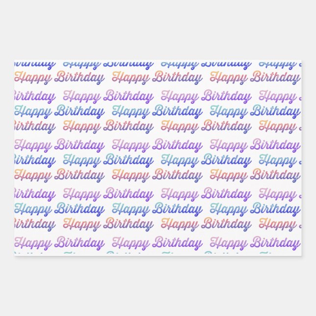 Happy Birthday Pattern Wrapping Paper Sheet (Front)