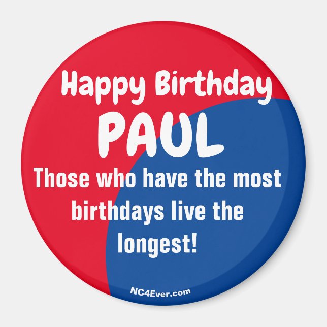 Happy Birthday PAUL red/blue magnet (Front)