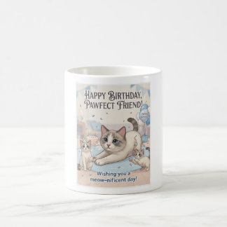 Happy Birthday Pawfect Friend Cute Cats and Kitten Coffee Mug
