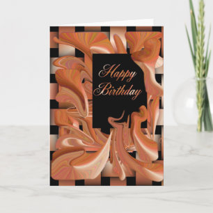 Happy Birthday Peach Swirl Card