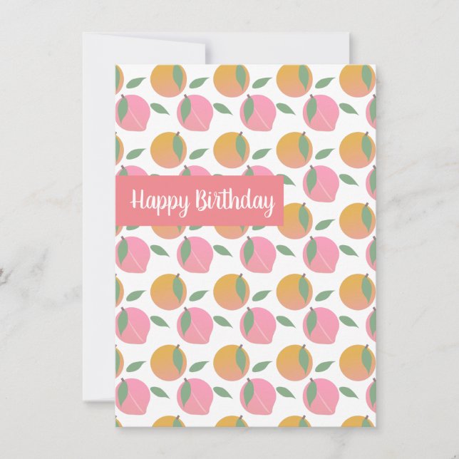 Happy Birthday Peaches and Oranges Fruity Card (Front)