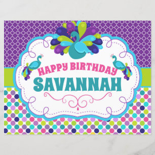 Happy Birthday Peacock Party sign
