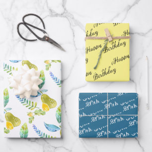 Happy Birthday Pears & Lemons Art Coordinated Wrapping Paper Sheet