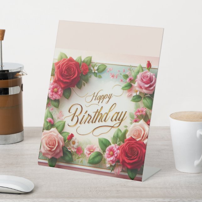 Happy Birthday Pedestal Sign (In SItu)