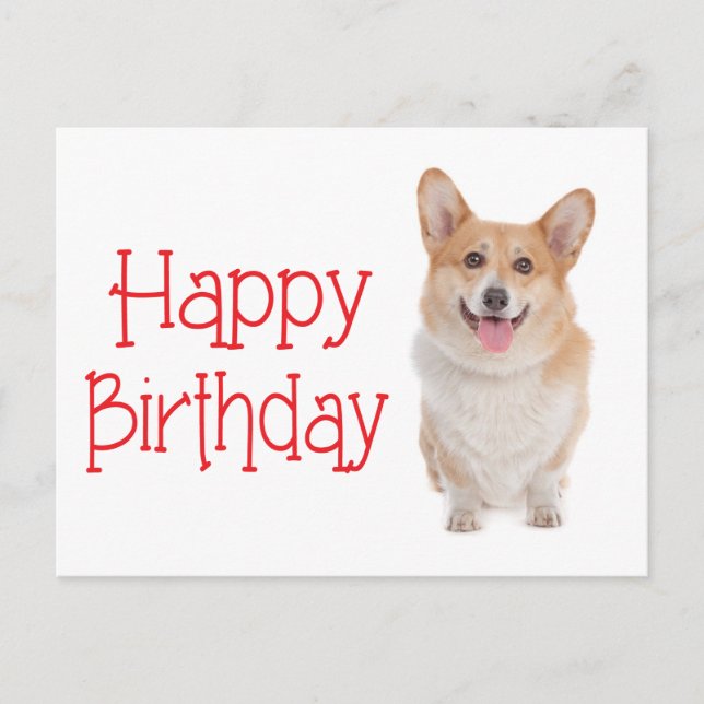 Happy Birthday Pembroke Corgi Puppy Dog  Postcard (Front)