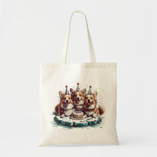 Happy Birthday Pembroke Welsh Corgi Dogs Tote Bag