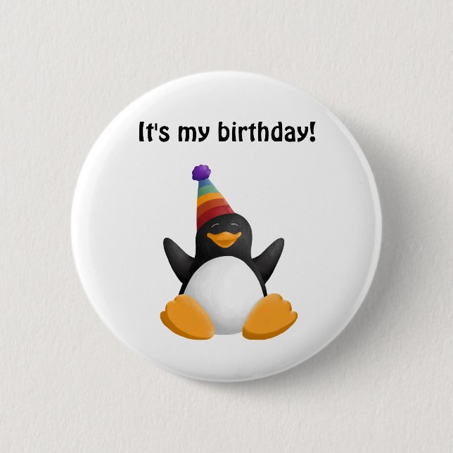 Happy Birthday Penguin Button (Front)