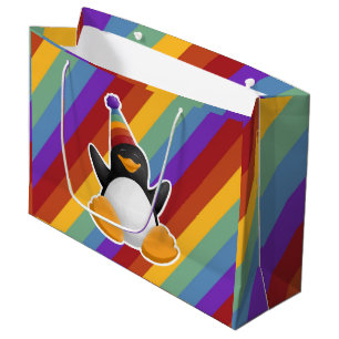 Happy Birthday Penguin Rainbow Gift Bag