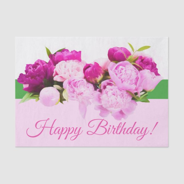 Happy Birthday Peonies Tissue Paper (Front)