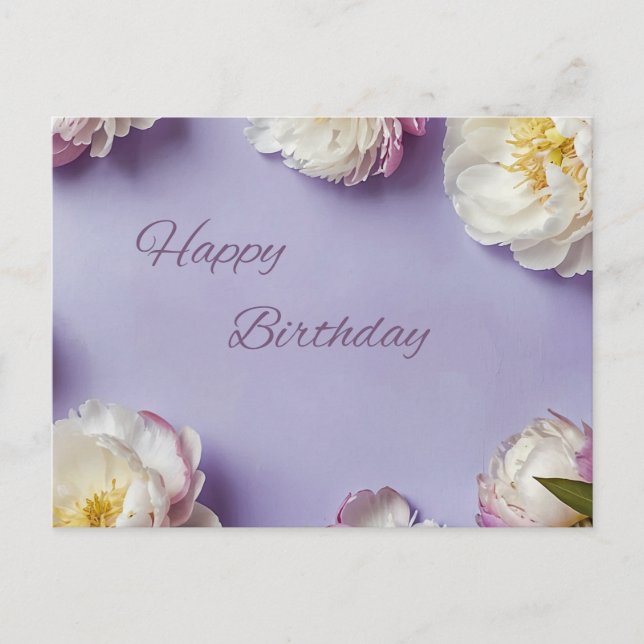 Happy Birthday Peony Flowers  Postcard (Front)