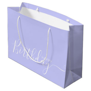 Happy Birthday Periwinkle White Elegant  Large Gift Bag