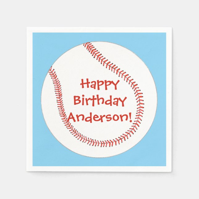 Happy Birthday Personalised Baseball Napkins (Front)