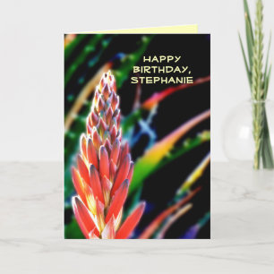 Happy Birthday, Personalised, Colourful Exotic Alo Card