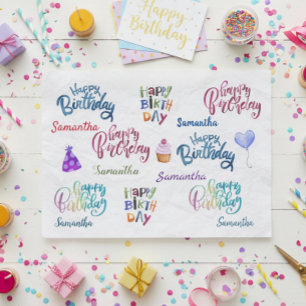 Happy Birthday Personalised Custom Party Name  Tissue Paper