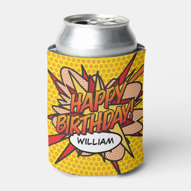 HAPPY BIRTHDAY Personalised Fun Modern Can Cooler (Can Front)