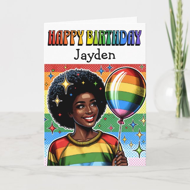 Happy Birthday Personalised LGBTQIA+ Card (Front)