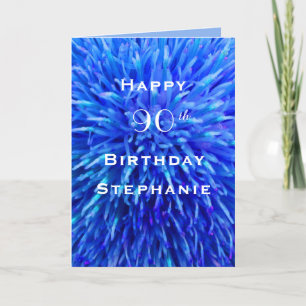 Happy Birthday, Personalised, Multi Blue Abstract Card