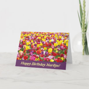 Happy Birthday Personalised Name card Tulip Flower
