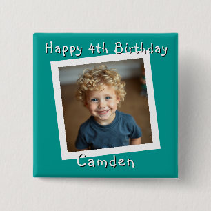Happy Birthday Personalised Photo 15 Cm Square Badge