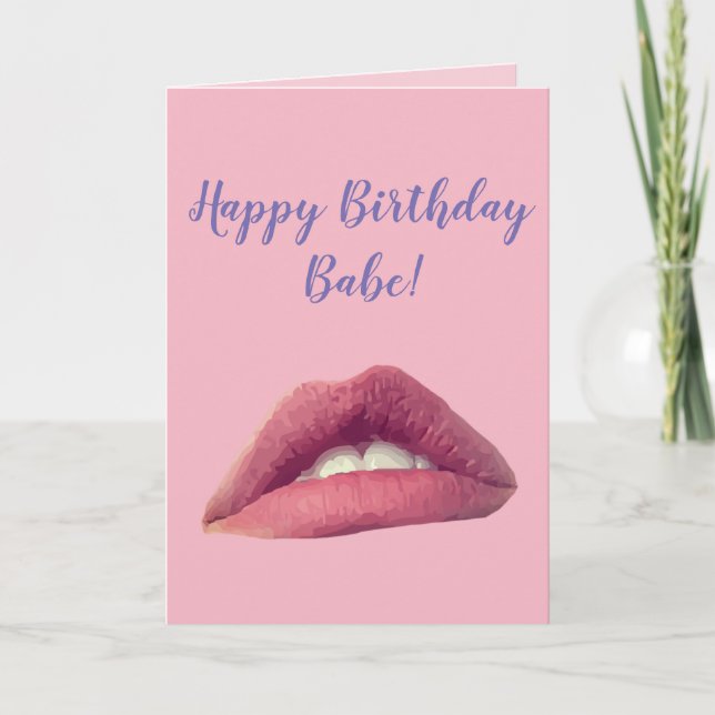 Happy Birthday Personalised pink Lips  Card (Front)