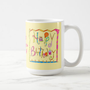 Happy Birthday Personalised Yellow Mug